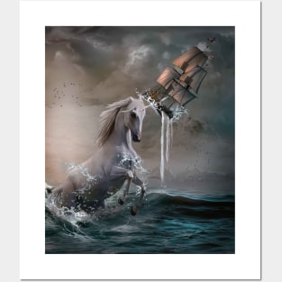 Unicorn Kraken Giant Sea Monster Posters and Art